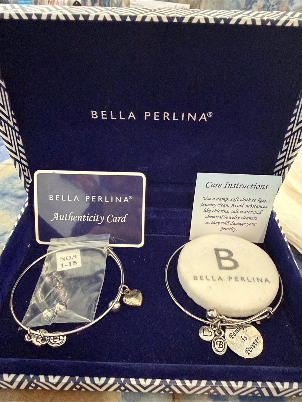 bella Perlina Silver Charm Bangle Bracelets